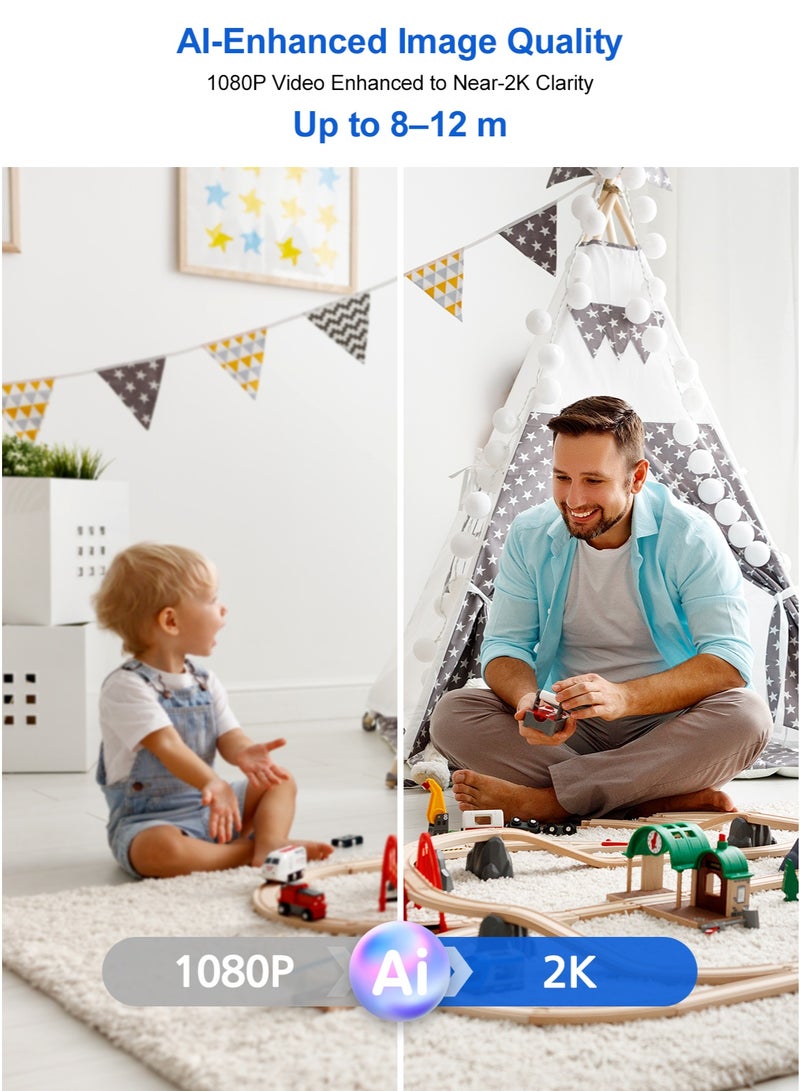 Philips Dual-Lens 360° WiFi Security Camera, 1080P AI-Enhanced Video (2K-Like), Smart Wireless Home IP Camera, Motion Detection, Auto Tracking, Night Vision, Two-Way Audio, Baby Camera, Supports MicroSD up to 128GB - Image 2